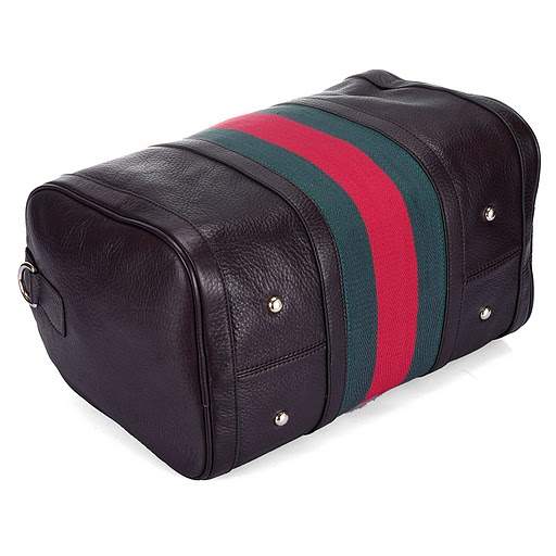 1:1 Gucci 247205 Vintage Web Medium Boston Bags-Dark Coffee Leather